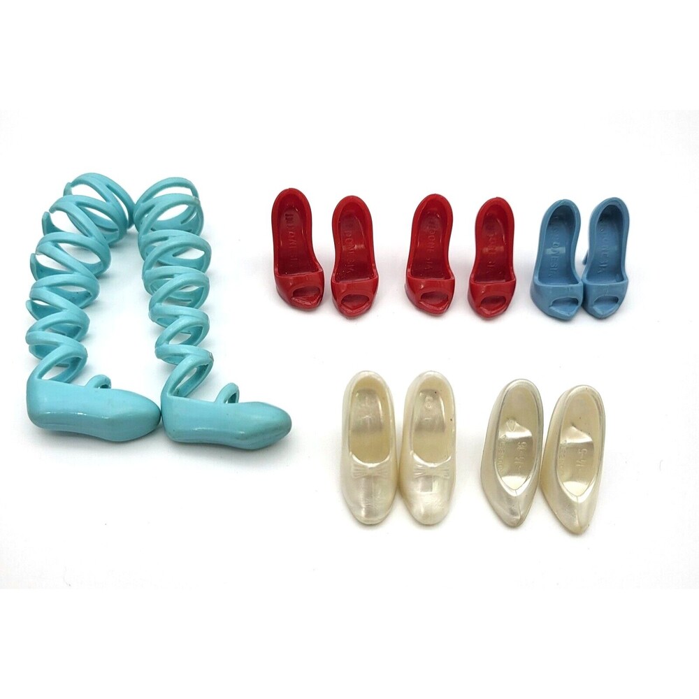 Fashion Doll Shoes Lot Open Peep Toe Heels Philippines Red Blue Bow White Chunky